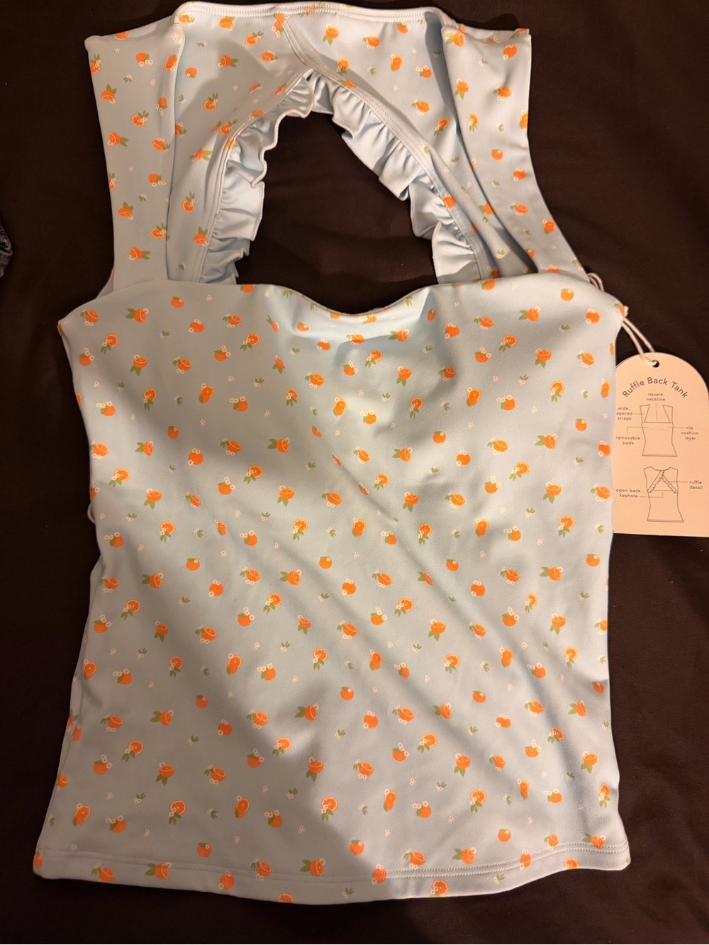 Blogilates Ruffle Back Tank in Blue Citrus Print